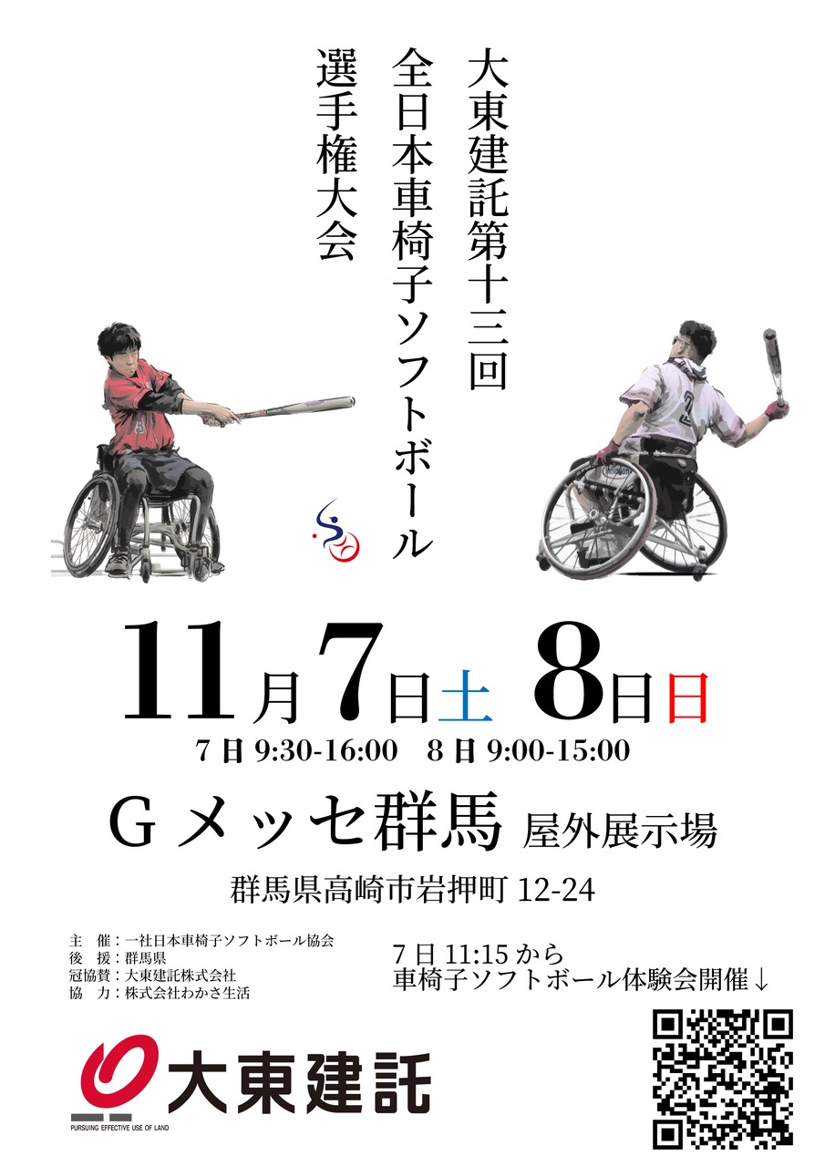 第13回 大東建託全日本車椅子ソフトボール選手権大会 | 大会情報 | 日本車椅子ソフトボール協会